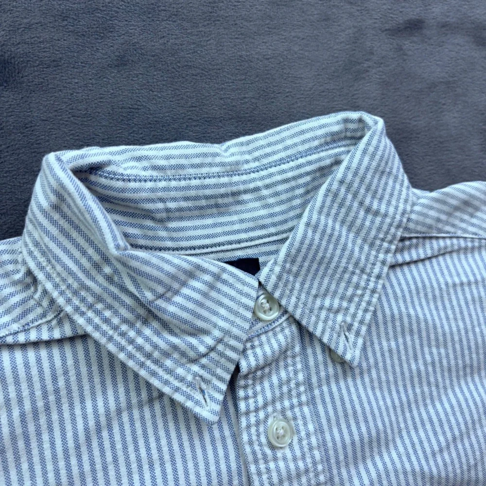 Ralph Lauren Kids Blue White Striped Cotton Oxford Button Down Shirt Size 12